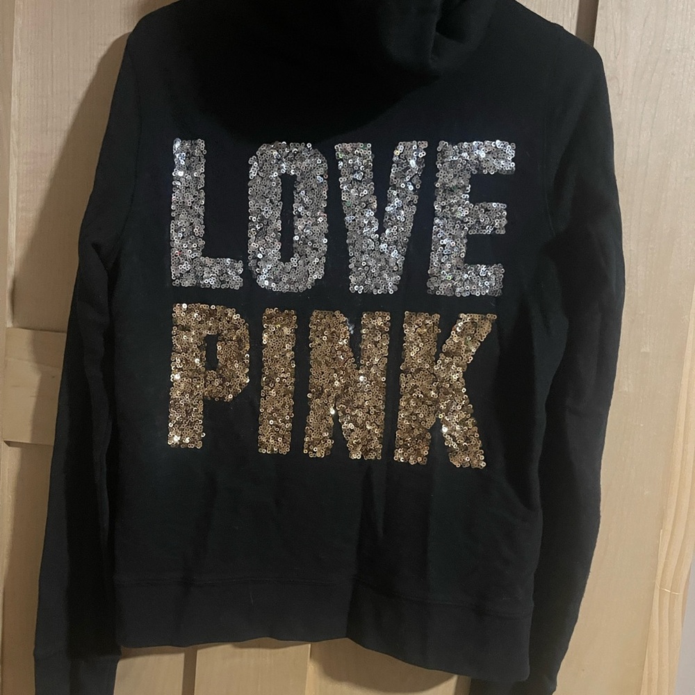 Victoria's Secret PINK Sequin Hoodie gold and silver RARE